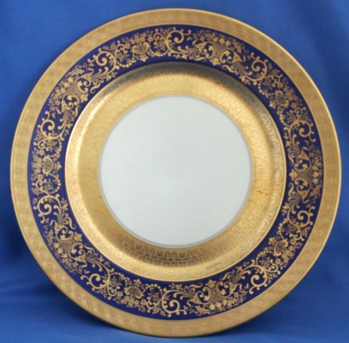 Heinrich & Co Set of Four Cabinet Plates/Chargers 11" Cobalt/Heavy Gold Gilt - Picture 5 of 8