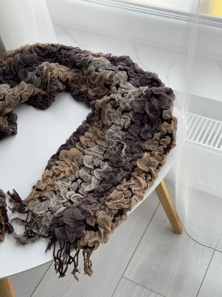 Bufanda vintage de 2 lados de archivo Y2K con ambiente japonés tejido en 3D Avant Garde Foto 4 de 4