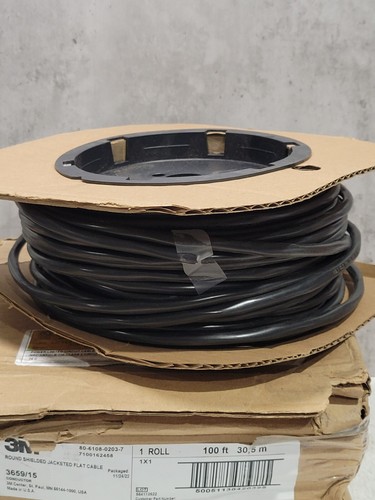 Round Jacketed Flat Cable 3659/15 Conductor Black 28 AWG, 100ft 1 Roll - Picture 4 of 8
