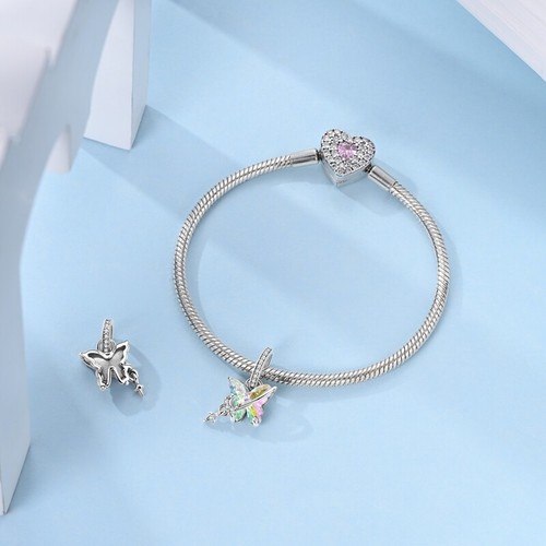 MULA 925 Sterling Silber DIY Charm Schmetterling Stern Mond Anhänger Für WomenBr - Bild 5 von 7