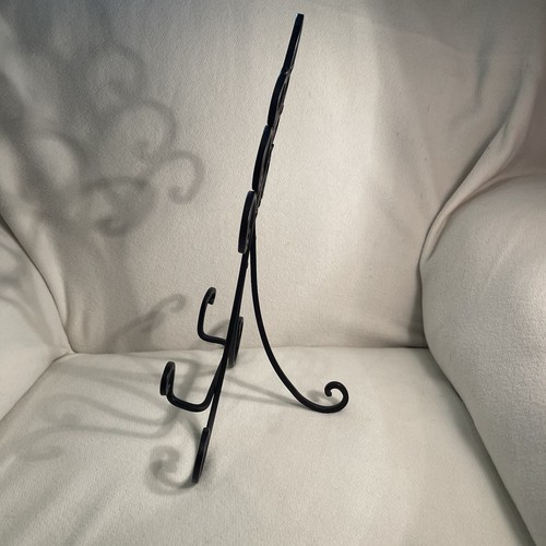 Black Metal Picture, Plate, Book Stand W/ Scroll Design - Picture 2 of 3