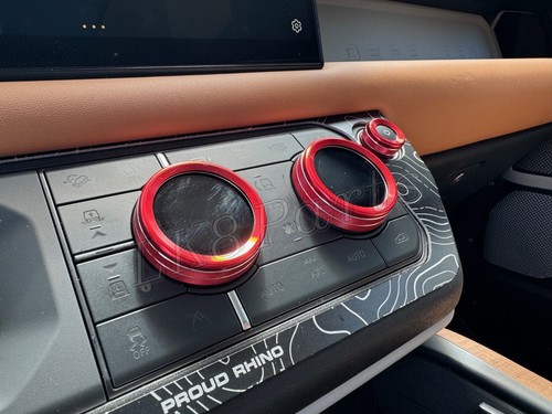 Red Land Rover Defender L663 Climate Control Knob Cover Kit 2020 on - Picture 2 of 10