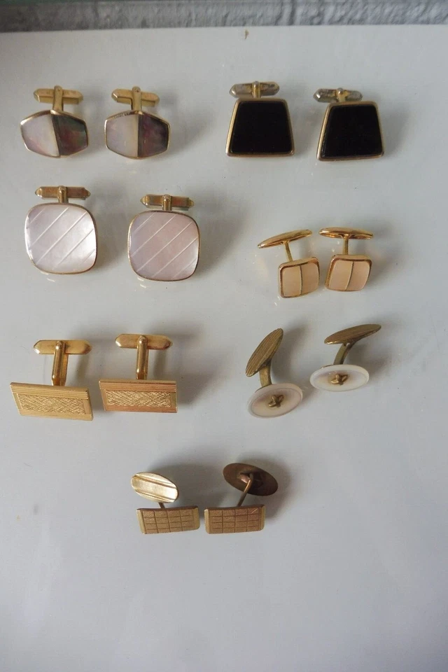 7 Pares Bonitos, Viejos Gemelos, Baño De Oro, Perla, Ónix - Imagen 2 de 4