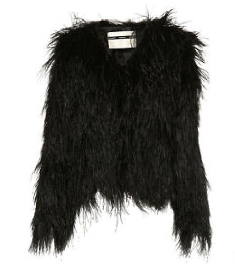 TOPSHOP Vtg JET BLACK JACKET LONG SOFT FLUTTERING OSTRICH FEATHERS PARTY 6 34