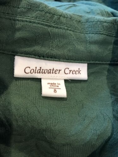COLDWATER CREEK Womens Jacket Green Jacquard Full Zip Long Sleeve Blazer Sz 8 - Picture 3 of 3