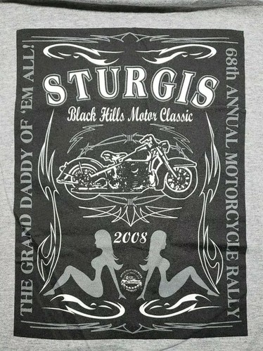 2008 Sturgis Black Hills Motor Classic Large Gray T-Shirt  - Picture 1 of 10