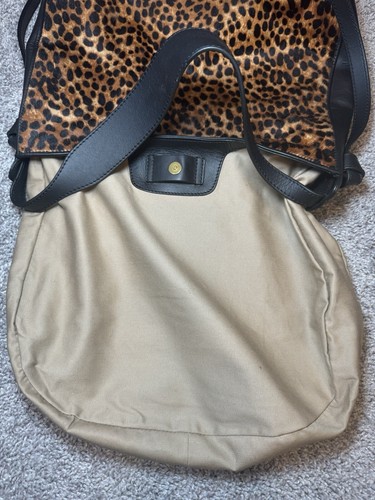 J.Crew Leopard Calf Hair Hobo Shoulder Bag, Black Leather Knotted Accents - Bild 6 von 12