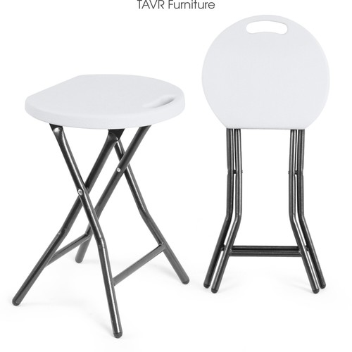 2-Pack Portable Folding Stool 18.1 inch Metal&Plastic Stool ,300lbs Capacity - Picture 3 of 10