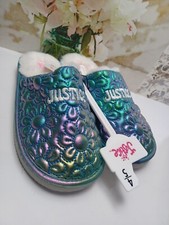 Justice Girls Slip Ons Slippers Sandals 4/5 Irridescent Multicolor bedroom