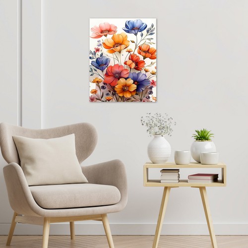 Arte de pared de lienzo floral rosa y azul hoja de planta rústica para baño sala de estar - Imagen 4 de 16
