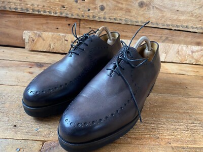 Berluti alessandro patina mens leather lace-up derby shoes sz 40