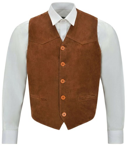 New Men's Suede 100% Soft Lambskin Vest Coat Stylish Slim Fit Causal Waistcoat - Picture 7 of 31