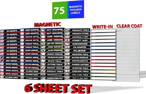 Ultimate Magnetic Toolbox Label Set - 90 Labels for Organizing Box Drawers - Picture 2 of 14
