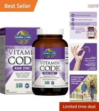 Plant-Based Zinc 30mg + 60mg Vitamin C with Probiotics - Natural Immune Support