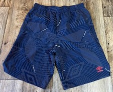 Umbro Soccer Shorts Kids XL Blue White Red Graphic Print Stretch 30 9.5