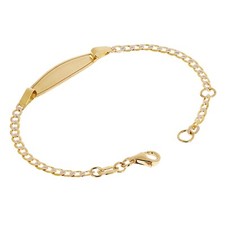 Italian 14k Two Tone Gold Engravable Baby Kids ID Cuban Bracelet 5.5" 2 grams