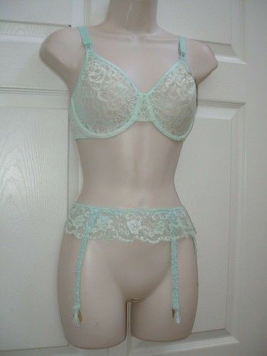 Sujetador de encaje 36D para mujer y cinturón de liga de encaje ajustable Aqua sujetador turquesa nuevo con etiquetas - Imagen 8 de 11