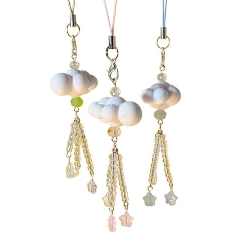 Cute Cloud Star Bead Pendants Phone Charm Straps Lanyard Purse Accessories
