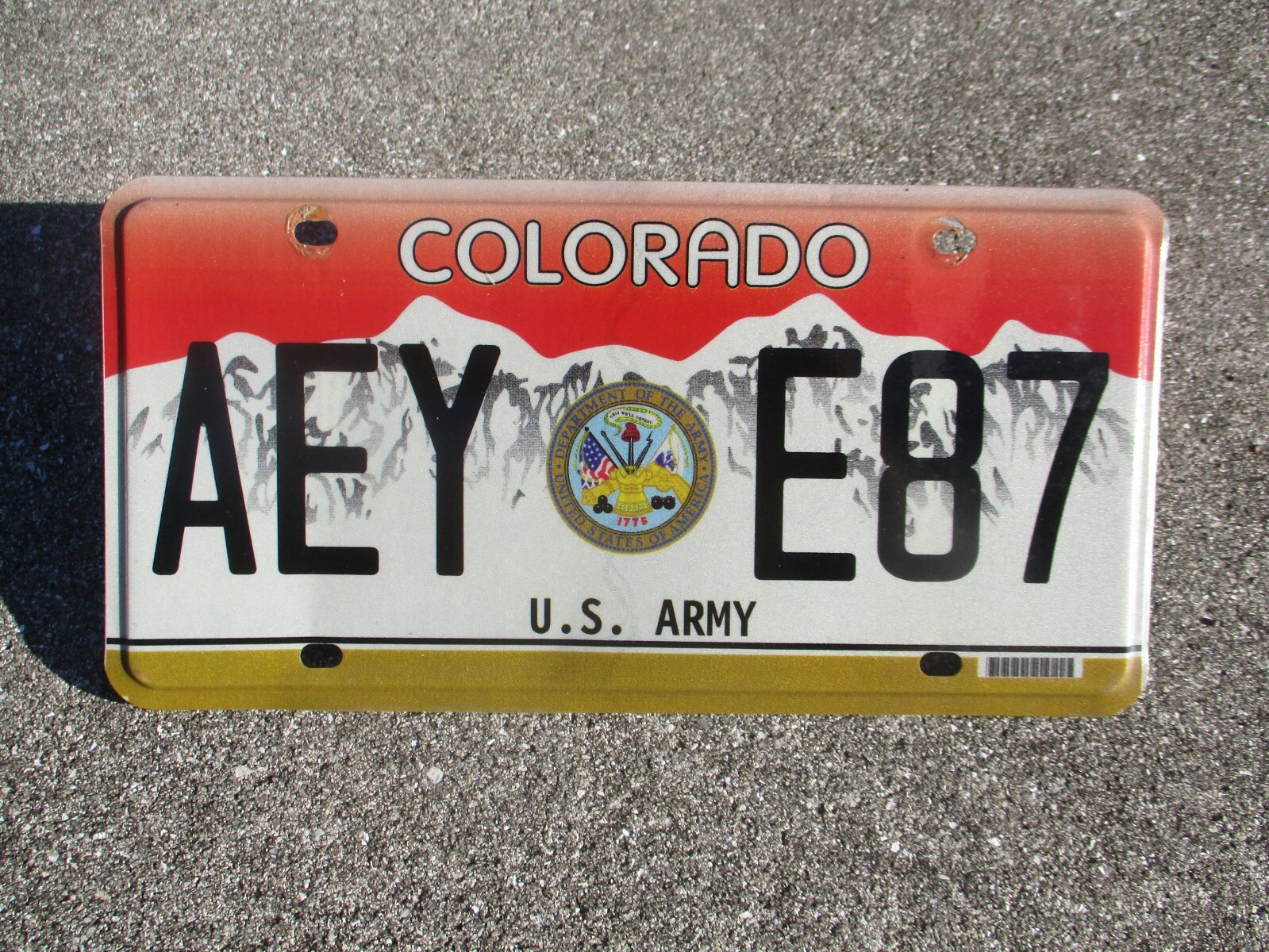 Colorado US ARMY license plate AEY E87 eBay