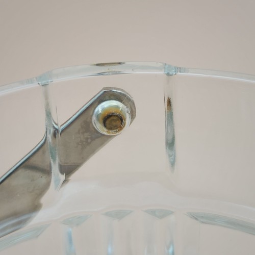 French Crystal Mini Ice Bucket W/Chrome Handle 5.25X4.5" With Tongs - Picture 5 of 9