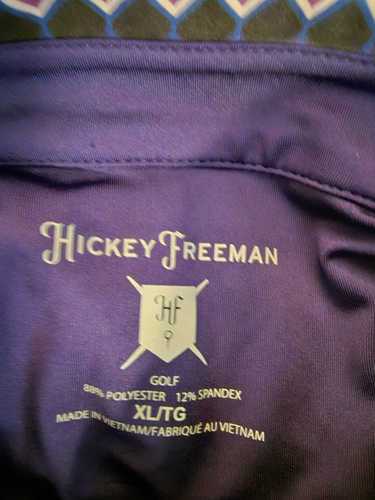 Hickey Freeman Polo Mens XL Purple Geometric Golf Performance Short Sleeve Shirt - Picture 6 of 6