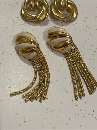 Vintage Ohrringe 6 Paar goldfarbene Pfosten - Bild 2 von 14