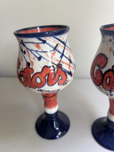 VTG 90s Univ. of Florida Gators Goblets Pottery Signed L Pierce RARE Speckled - Picture 15 of 19