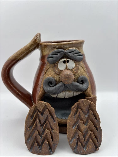 Robert Eakin Studio Art Pottery Stoneware Funny/Ugly Face Mug