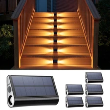 6 Pack Solar Powered Step Lights Outdoor Waterproof LED for Deck Stair Safety