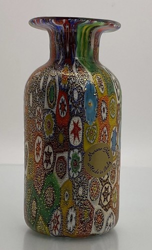Vintage Bucella Cristalli Murano Italien Millifiori Gold mundgeblasene Glasknospe Vase