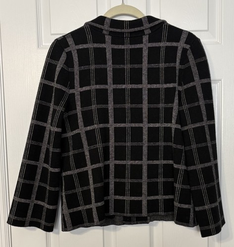 Moth Anthropologie Strickjacke Blazer Gr. M schwarz weiß Fensterscheibe kariert Karriere - Bild 2 von 10