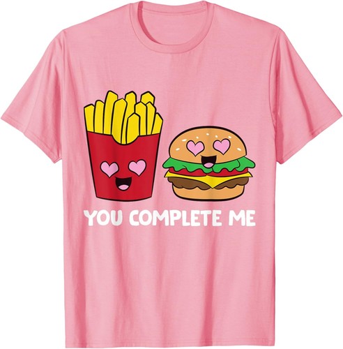 French Fries Burger Fast Food You Complete Me T-Shirt Hoodie - Picture 10 of 11