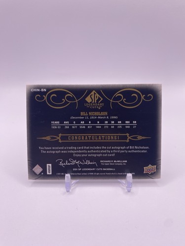 2011 SP Legendary Cuts Black Cut Signatures /35 Bill Nicholson #CHIN-BN Auto - Picture 2 of 2