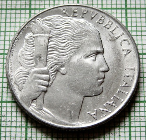 ITALY 1949 5 LIRE, GRAPE CLUSTER & Female Head with Torch, ALUMINIUM km# 89 - Picture 4 of 6