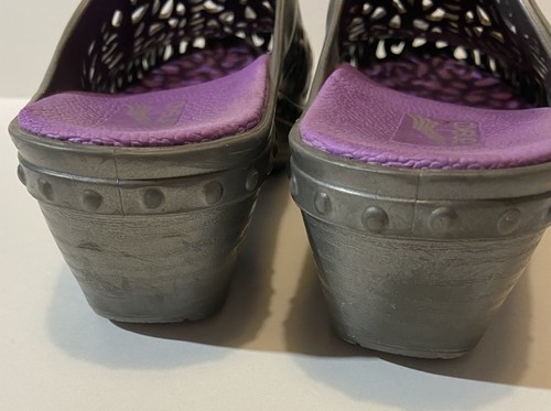 Dansko Damen Pippa Metallic hellgrau hinten offen Clogs Größe 42 US 12 - Bild 6 von 11