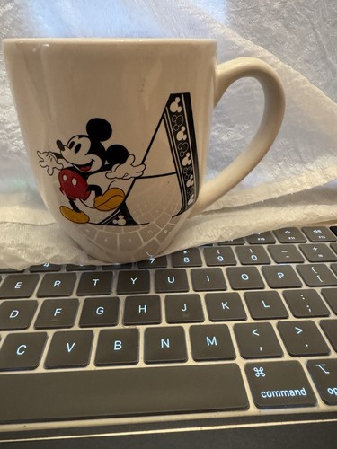 Disney Mickey Mouse White Monogram Capital Letter A Ceramic Coffee Mug Cup Tea