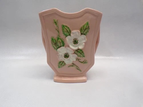 Vintage Hull Art Pottery USA "Rosella" R-6 Pink White Dogwood Ceramic Vase 6.5"
