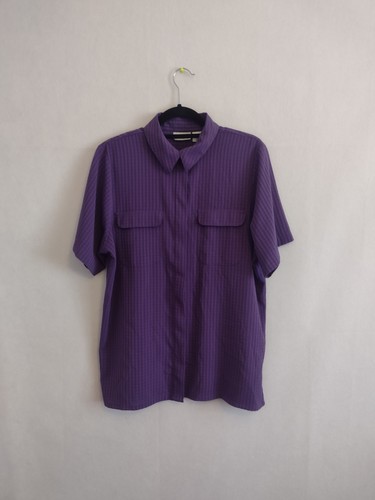 Apparenza lila durchgehender Button-Down Kragen Freizeit Top Damen XL