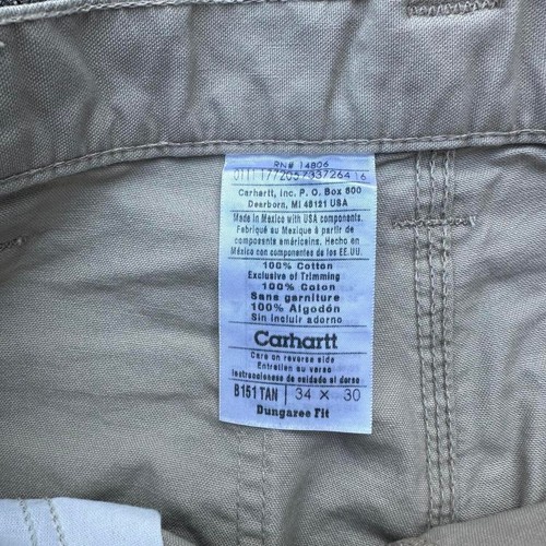 Carhartt hellbraune Latzhose Passform gesäumt Carpenter Hose Herren (passt 34x29) - Bild 3 von 8