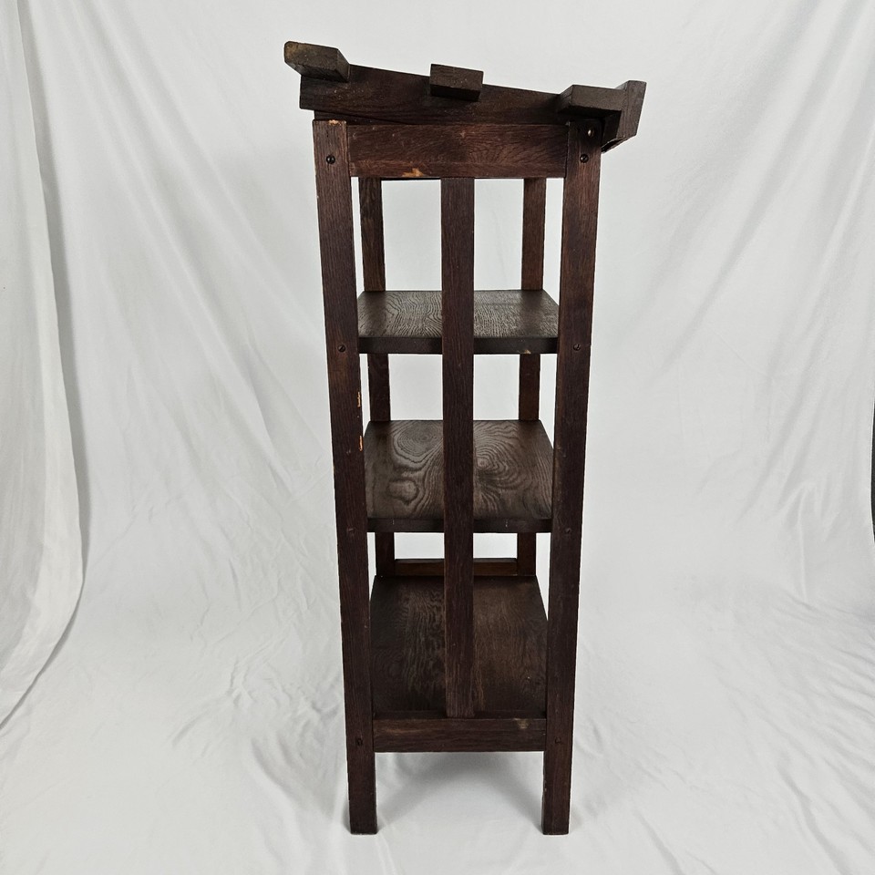 Antique Library Lectern Book Shelf Bookcase Oak Mission Arts & Crafts ...