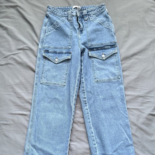 Forever 21 Denim Cargo Pants Blue Size 26 - Picture 3 of 7