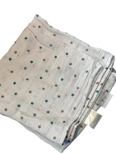 Aden + Anais Baby Muslin Swaddle Blanket 47" X 47" Cotton Star Print White Gray