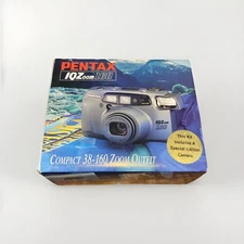 Pentax IQZoom 160 35mm Point & Shoot Film Camera w/ 38-160mm Lens & Accessories