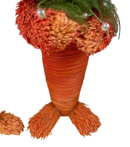 Set statuine coniglietto in sisal decorazione rustica design carota fattoria esposizione primavera - Foto 4 di 13