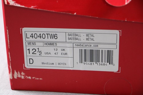New Balance L4040TW6 Béisbol Metal Botines Zapatos Para Hombres 12.5 D Blanco Negro Logo - Imagen 2 de 15