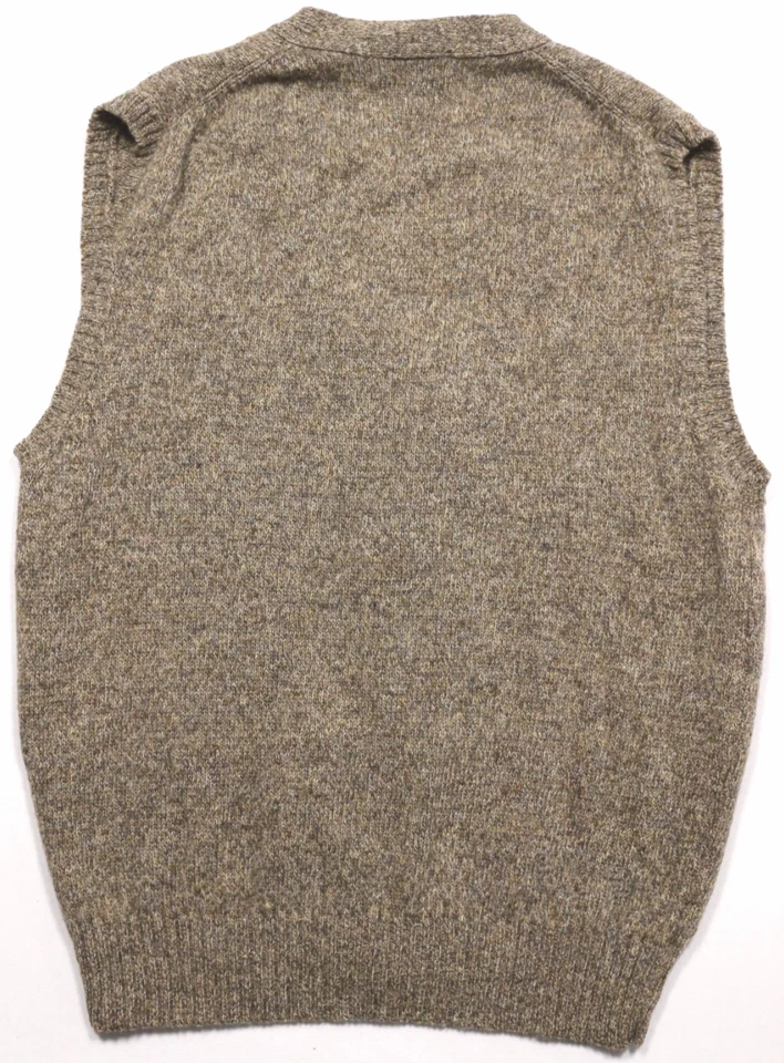 Vintage Pendleton 100% Shetland Wool Sweater Vest L Knit Tan Heather V-Neck - Image 3 of 4