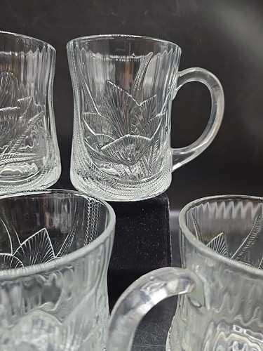 Vintage Arcoroc Canterbury Crocus Glass Coffee Mug Set of 5 Tea Cups France - Picture 2 of 3