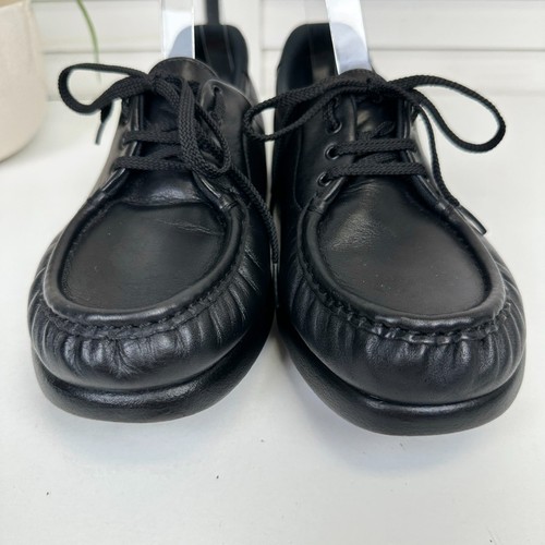Mocasín con cordones SAS Tripad Comfort Take Time de cuero negro sin usar, punta, zapato talla 8,5 W - Imagen 4 de 9