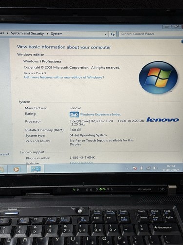 Retro Vintage Lenovo ThinkPad T61p 14" CORE 2 DUO T7500 2.2GHZ 3GB RAM - Picture 6 of 13