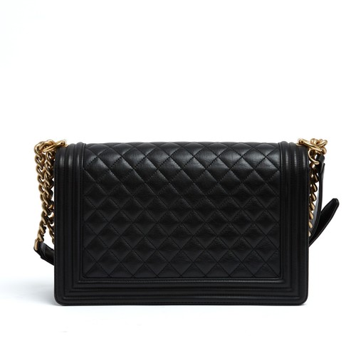 Chanel Grand Sac Boy 2015 Black Leather Golden HDW Chanel Large Boy Bag - Imagen 3 de 6